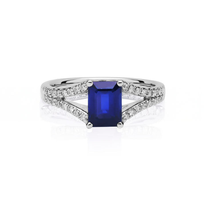 14K White Gold Diamond Sapphire Ring