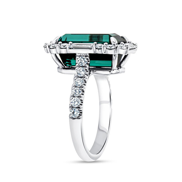 Emerald Cut Green Tourmaline Ring