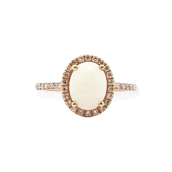 14K Yellow Gold Opal Halo Ring