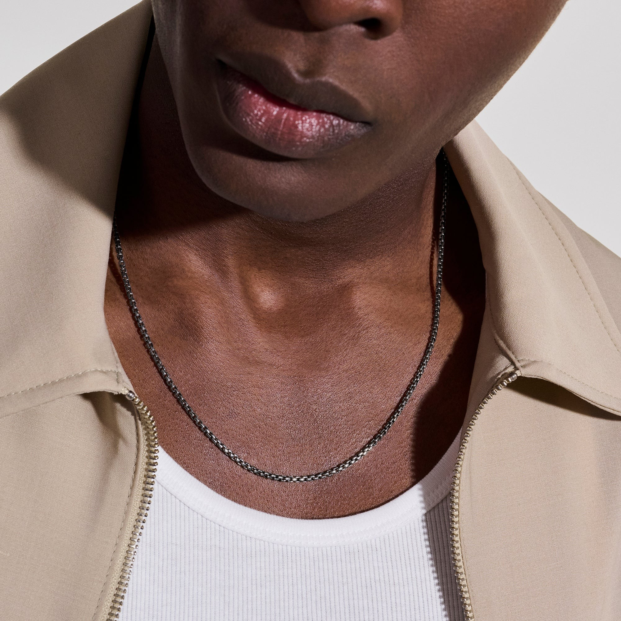 Dark Sterling Silver Box Chain Necklace 2.7MM