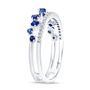 Round Blue Sapphire and Diamond Fashion Ring