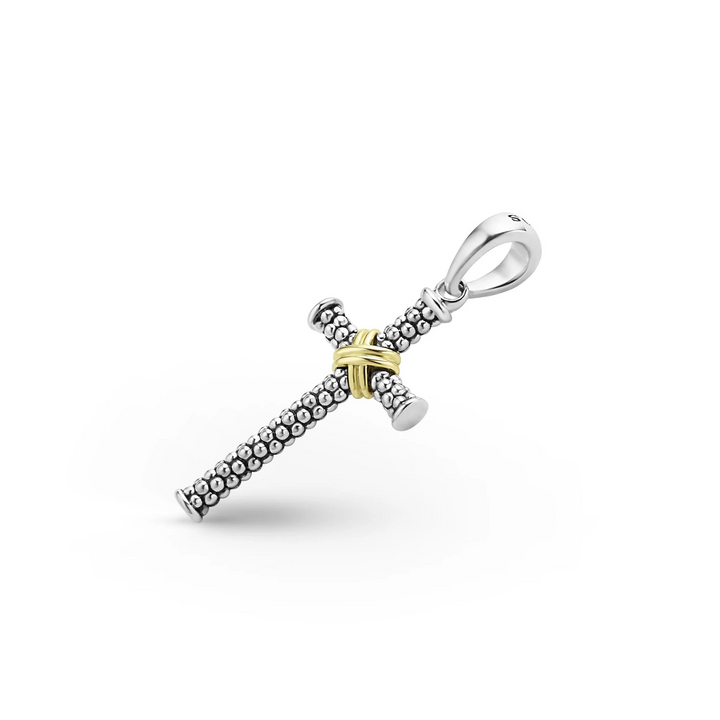 Two-Tone Caviar Beaded X Cross Amulet