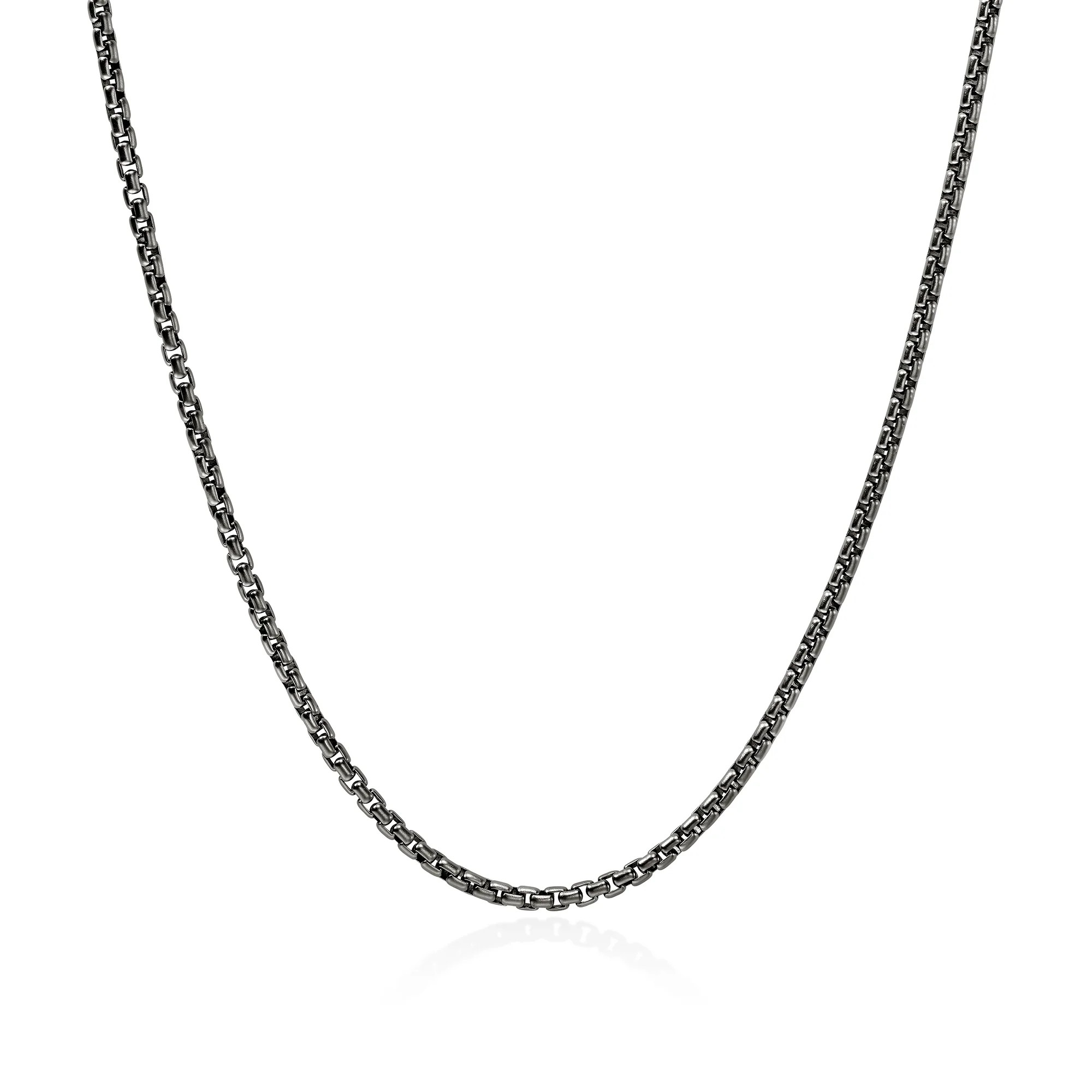 Dark Sterling Silver Box Chain Necklace 2.7MM