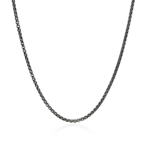 Dark Sterling Silver Box Chain Necklace 2.7MM