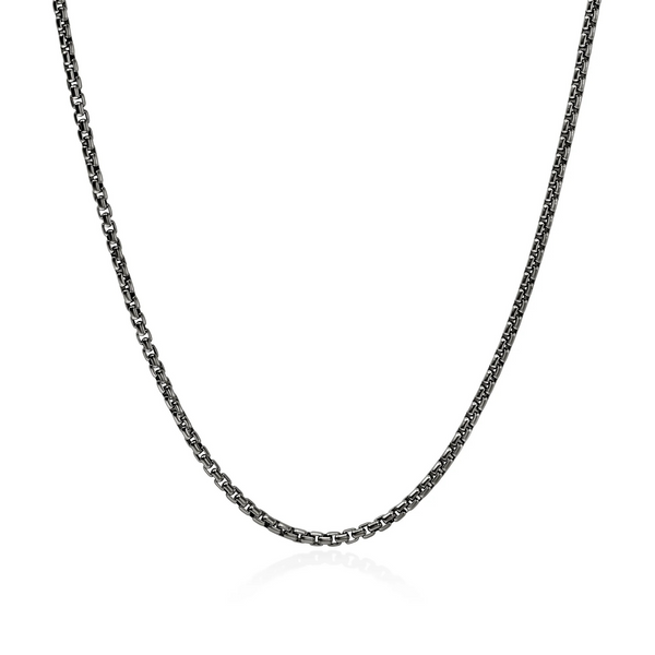 Dark Sterling Silver Box Chain Necklace 2.7MM