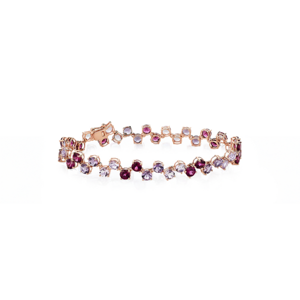 14K Rose gold Rhodolite And Amethyst Bracelet