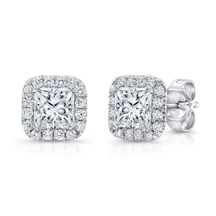 0.30ctw Diamond Princess Cut Halo Stud Earrings