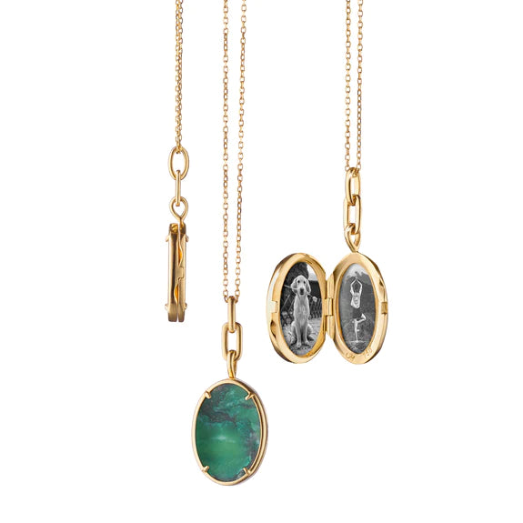 “Elle” Aventurine Stone Slim Locket Necklace