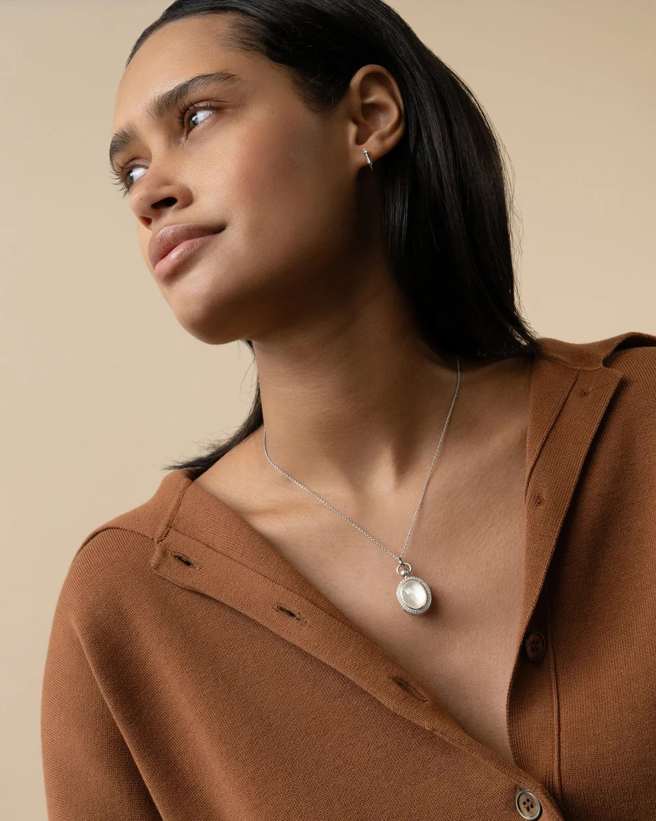 Mother of Pearl Petite Stone Locket Necklace