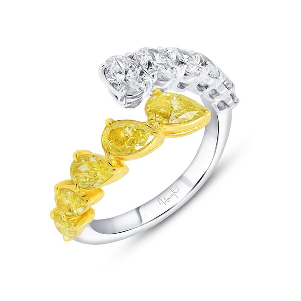 2.43ctw White and Yellow Diamond Bypass Ring