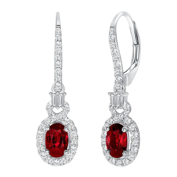 Ruby Halo Dangle Earrings