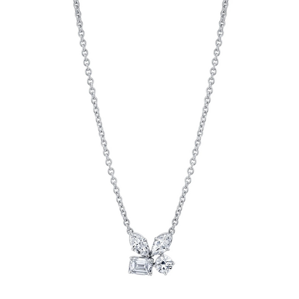 1.12ctw Diamond Montage Cluster Necklace