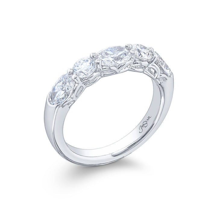 1.80ctw Oval and Round Diamond Band in Platinum