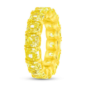 9.86ctw Eternity Radiant Fancy Yellow Diamond Anniversary Ring