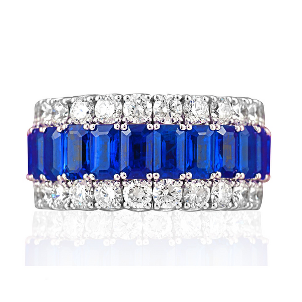 3-Row Octagonal Sapphires and Diamond Xpandable™ Ring