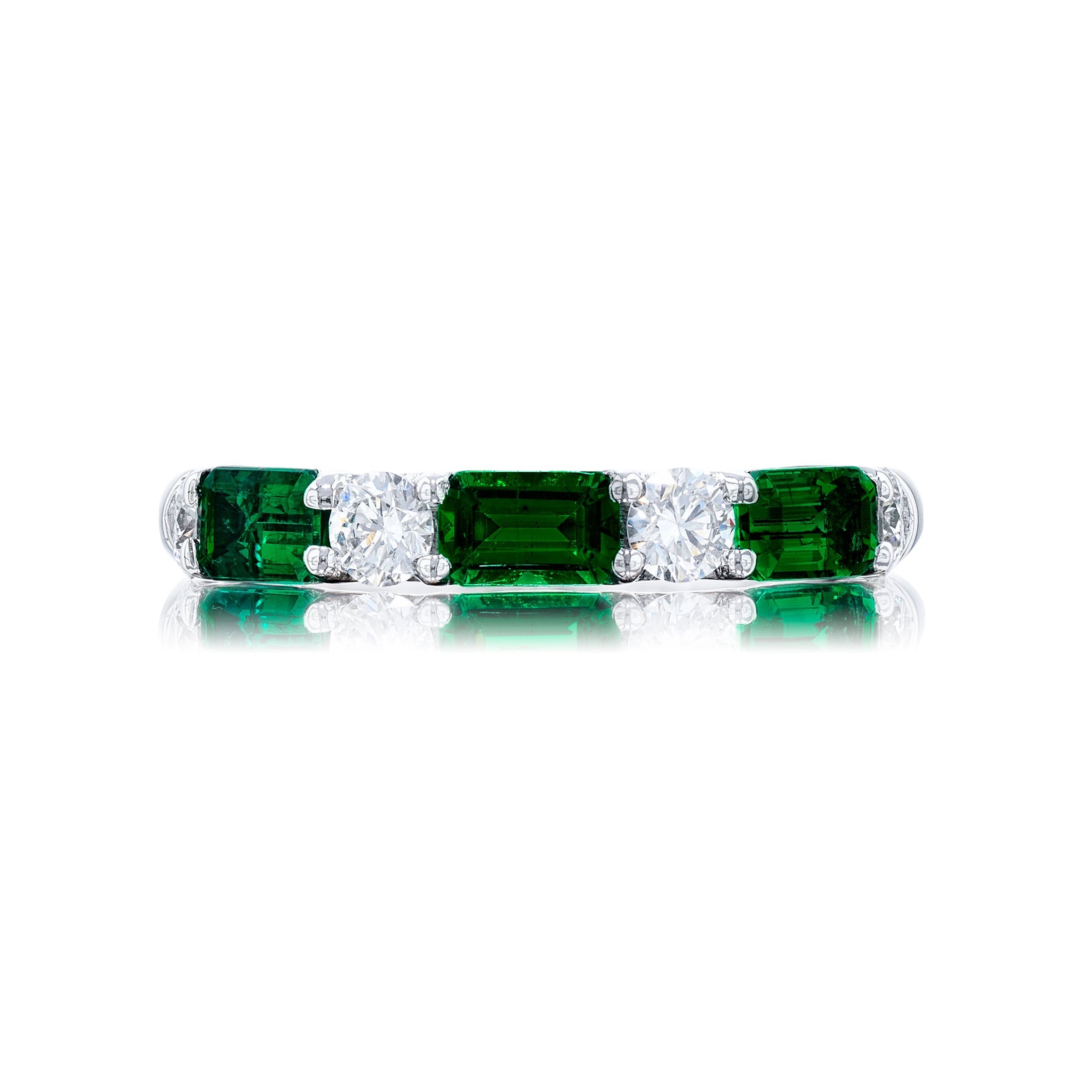 1.24ctw Emerald &amp; Diamond Platinum Band