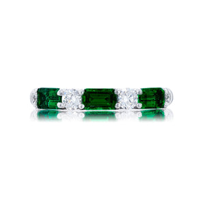 1.24ctw Emerald &amp; Diamond Platinum Band