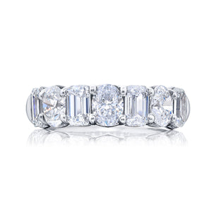 3.34ctw emerald and oval cut diamonds in platinum
