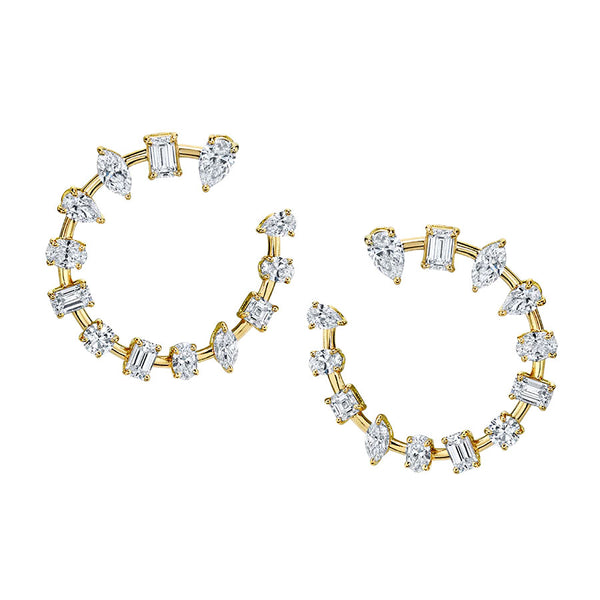 4.13ctw Alternating Diamond Hoop Earrings