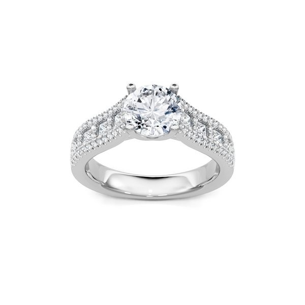 0.53ctw Princess and Round Diamond Engagement Ring