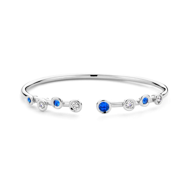18K White Gold Diamond and Sapphire Bouli Bracelet