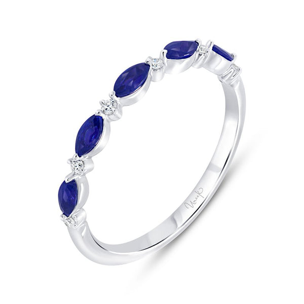 Marquise Blue Sapphire and Diamond Fashion Ring