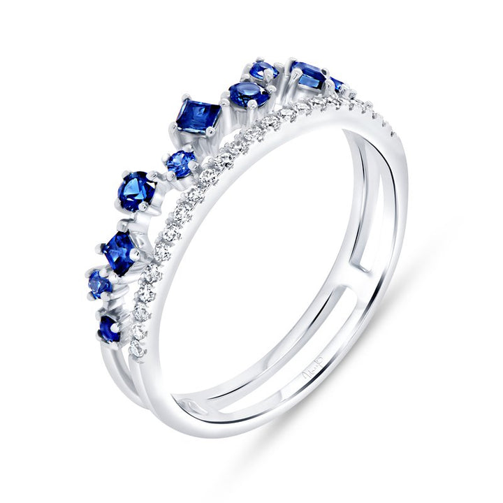 Round Blue Sapphire and Diamond Fashion Ring
