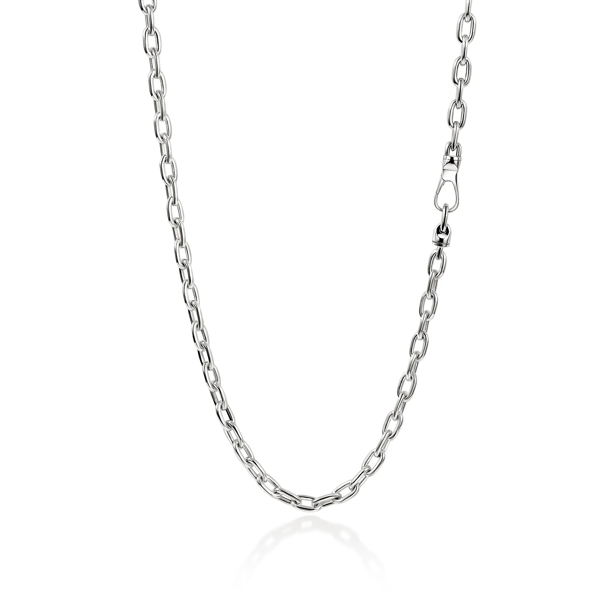 Sterling Silver Oval Link Necklace on a white background