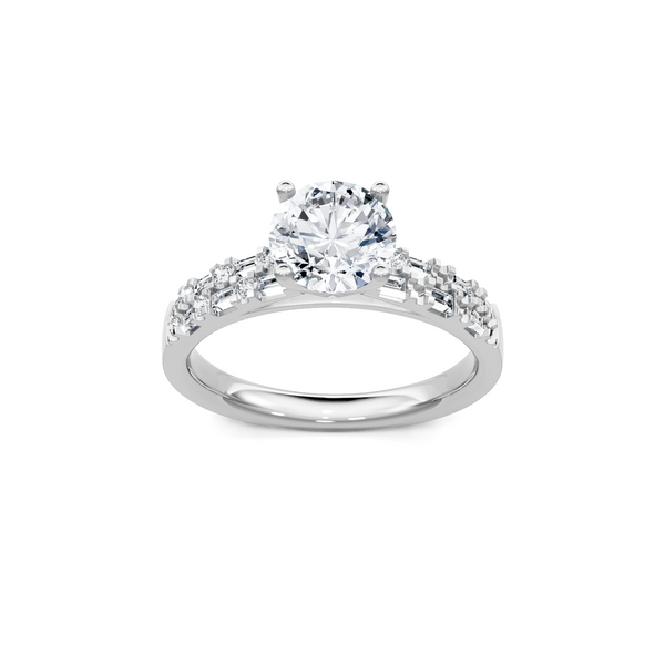 0.30ctw Baguette and Round Diamond Engagement Ring