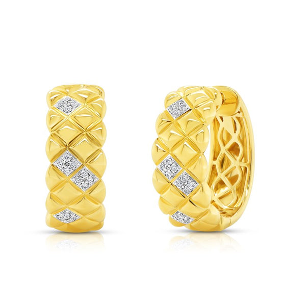 0.19ctw Diamond Quilt Hoop Earrings