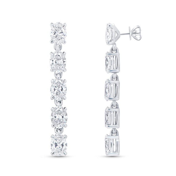 Oval Shaped Diamond Dangle Earrings