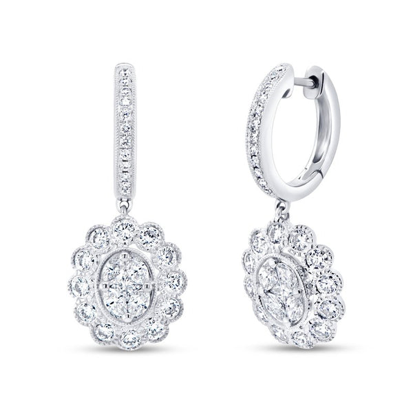 1.85ctw Diamond Cluster Drop Earrings