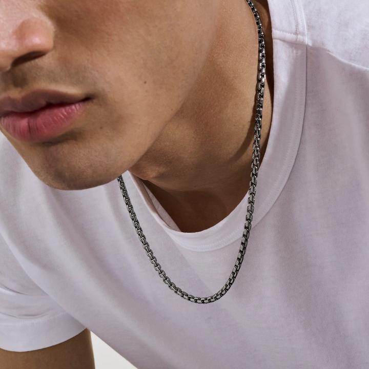 24" Dark Sterling Silver Box Chain