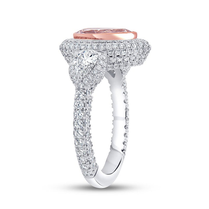 3-Sided Pear Shaped Light Pink Diamond Ring