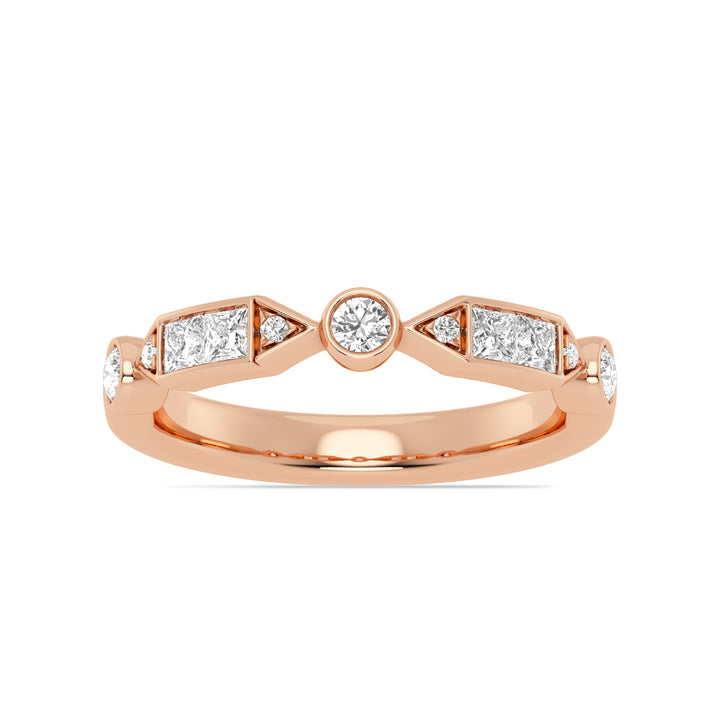 Round and Princess Cut Diamond Band