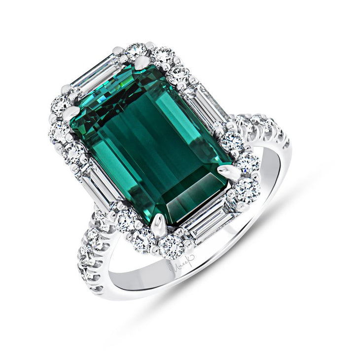 Emerald Cut Green Tourmaline Ring