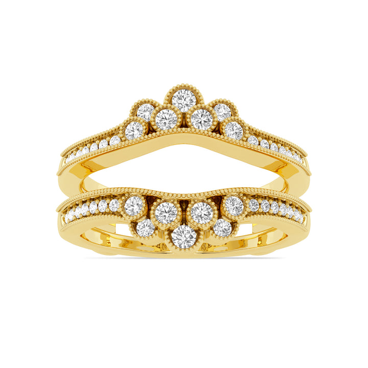 14K Yellow Gold Round Diamond Crown Shape Jacket Band