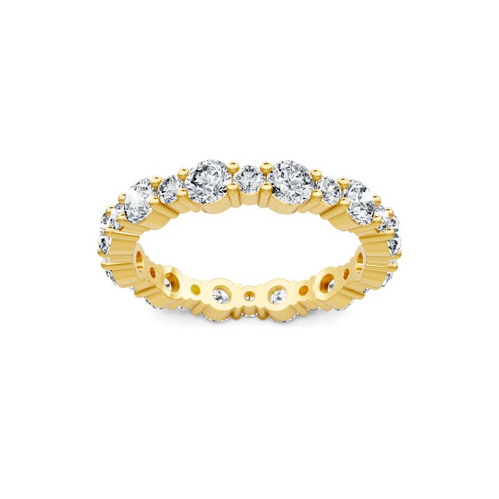 18K Yellow Gold Alternating Round Diamond Eternity Band