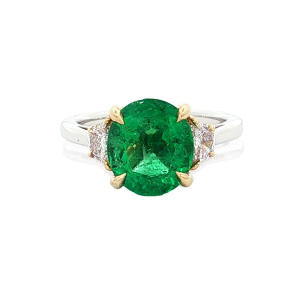 3.55ctw Oval Emerald and Diamond Ring