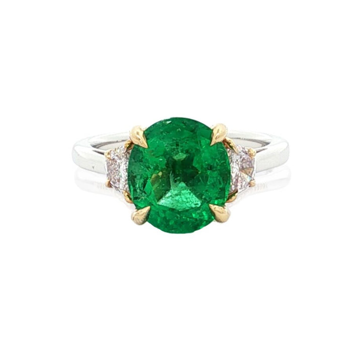 3.55ctw Oval Emerald and Diamond Ring