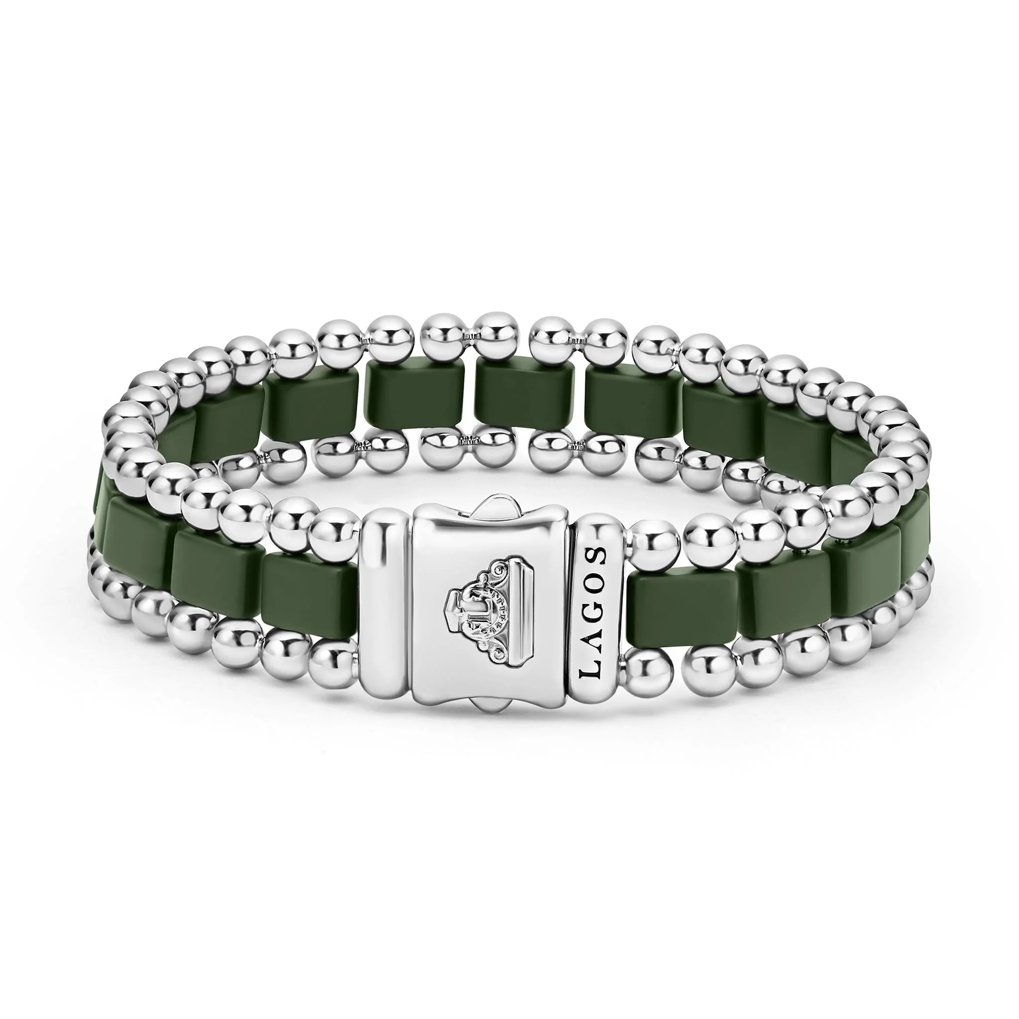 Matte Hunter Green Ceramic Link Bracelet | 15mm