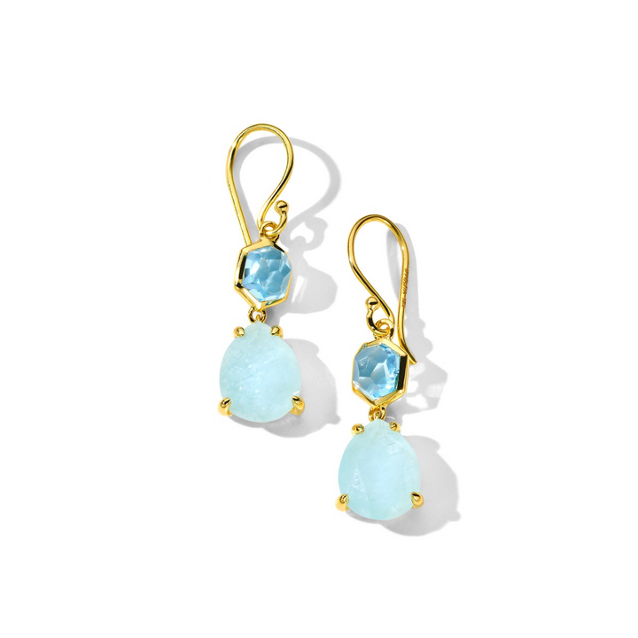 Small Multi-Stone Snowman Earrings in 18K Gold