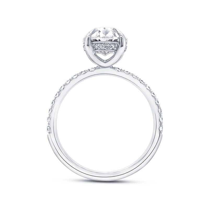3.36 Under-Halo Oval Shaped Diamond Engagement Ring