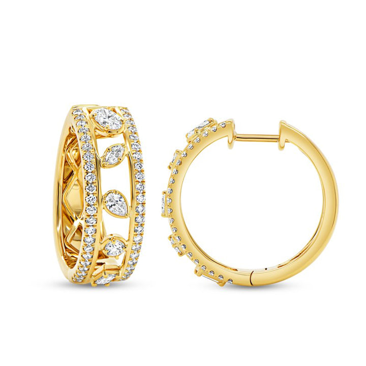 1.11ctw 3-Row Diamond Huggie Earrings