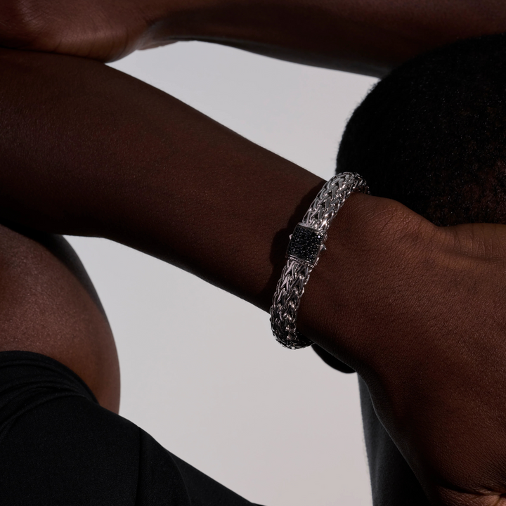 Sterling Silver and Black Sapphire Icon Bracelet