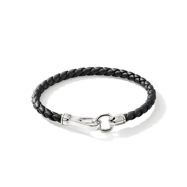 Sterling Silver & Black Leather Cord Bracelet