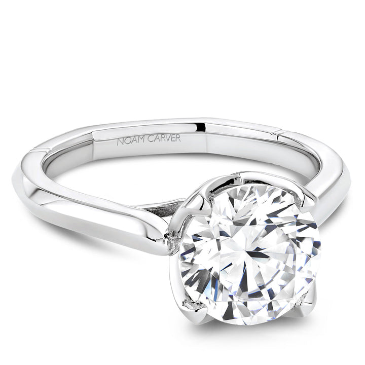 14K White Gold Band Engagement Ring
