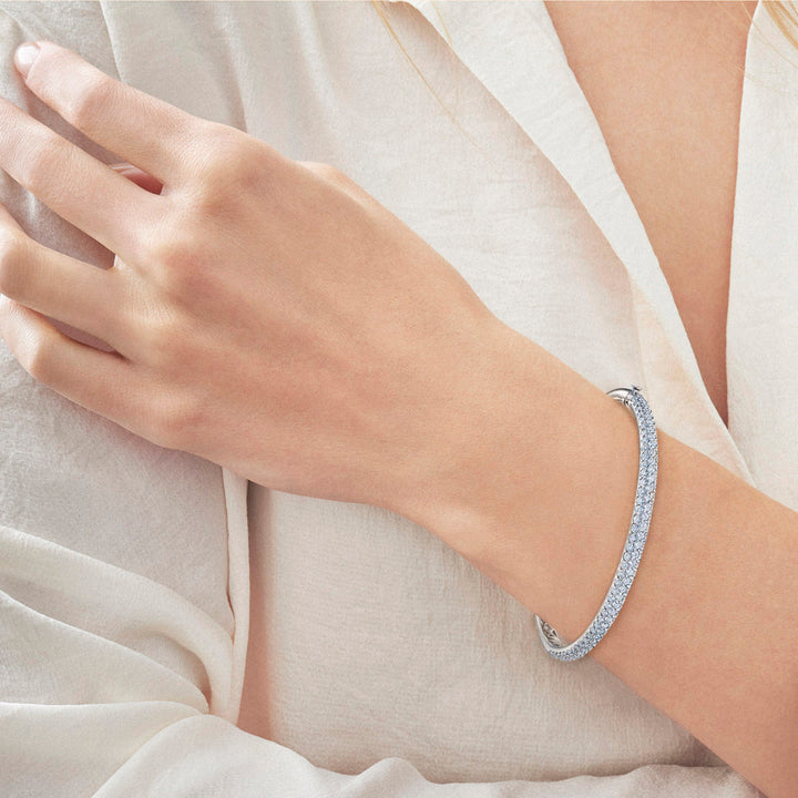 Three-Row Bangle with Pavé Diamonds