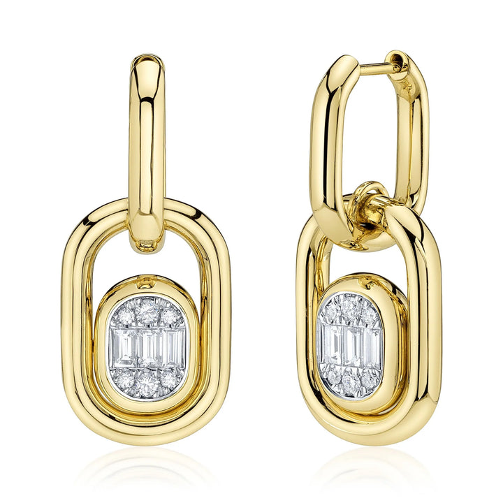0.40CT Diamond Baguette Drop Link Earring