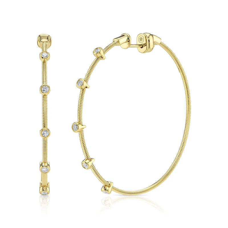 0.27ctw Diamond Bezel Hoop Earrings